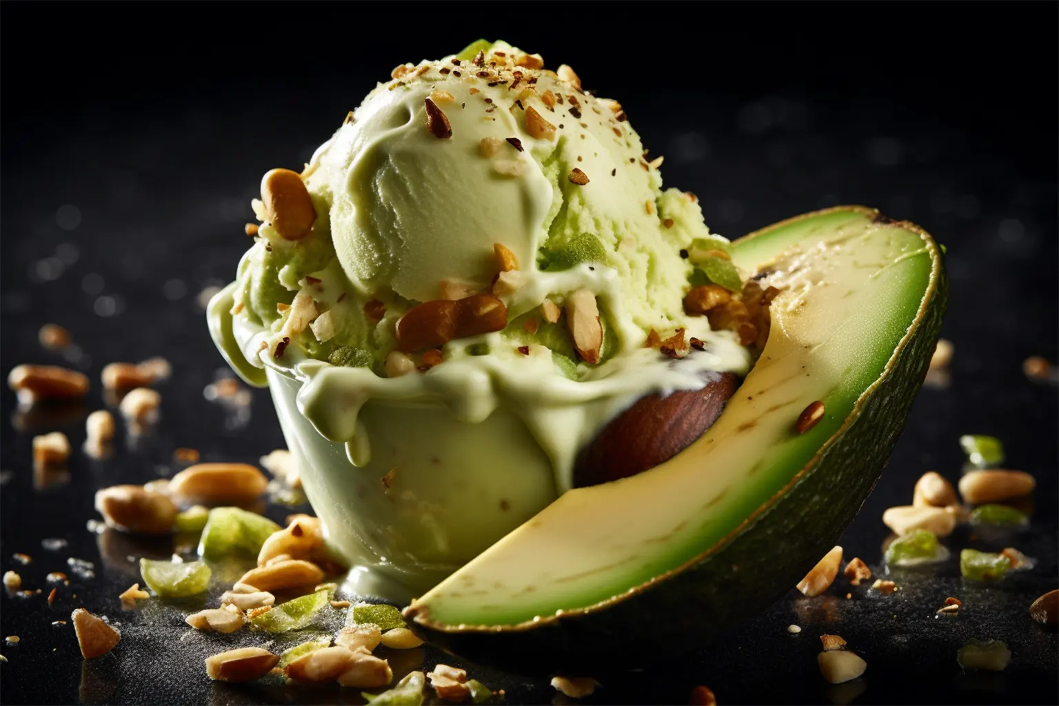 Avocado Ice Cream with Sesame Brittle