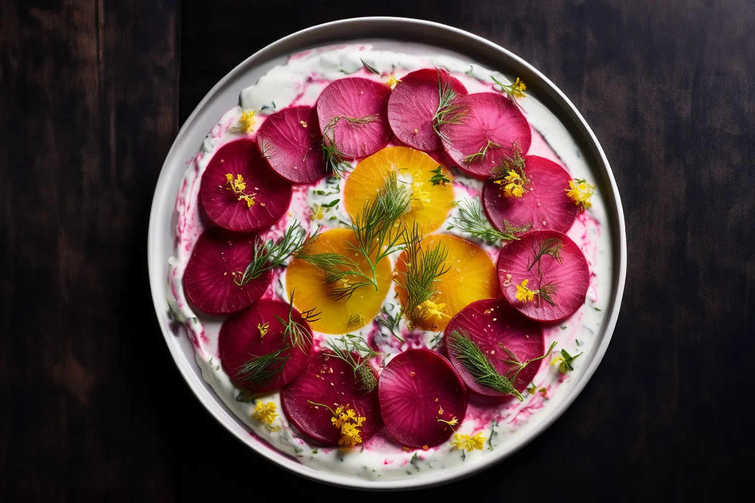 Partial Carpaccio of Red and Yellow Beet