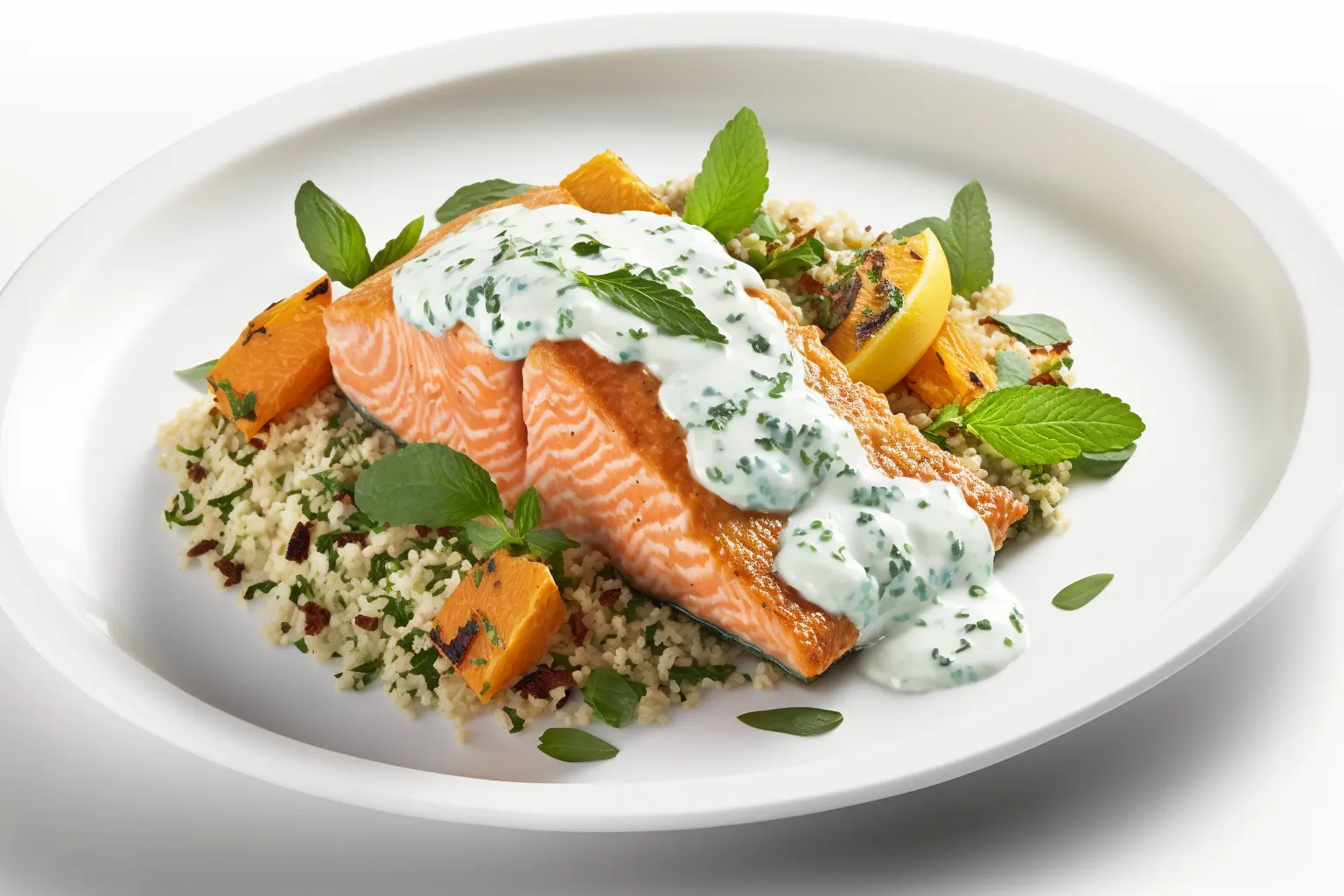 Pfannengerührter Bulgur mit Lachs und Kräutern