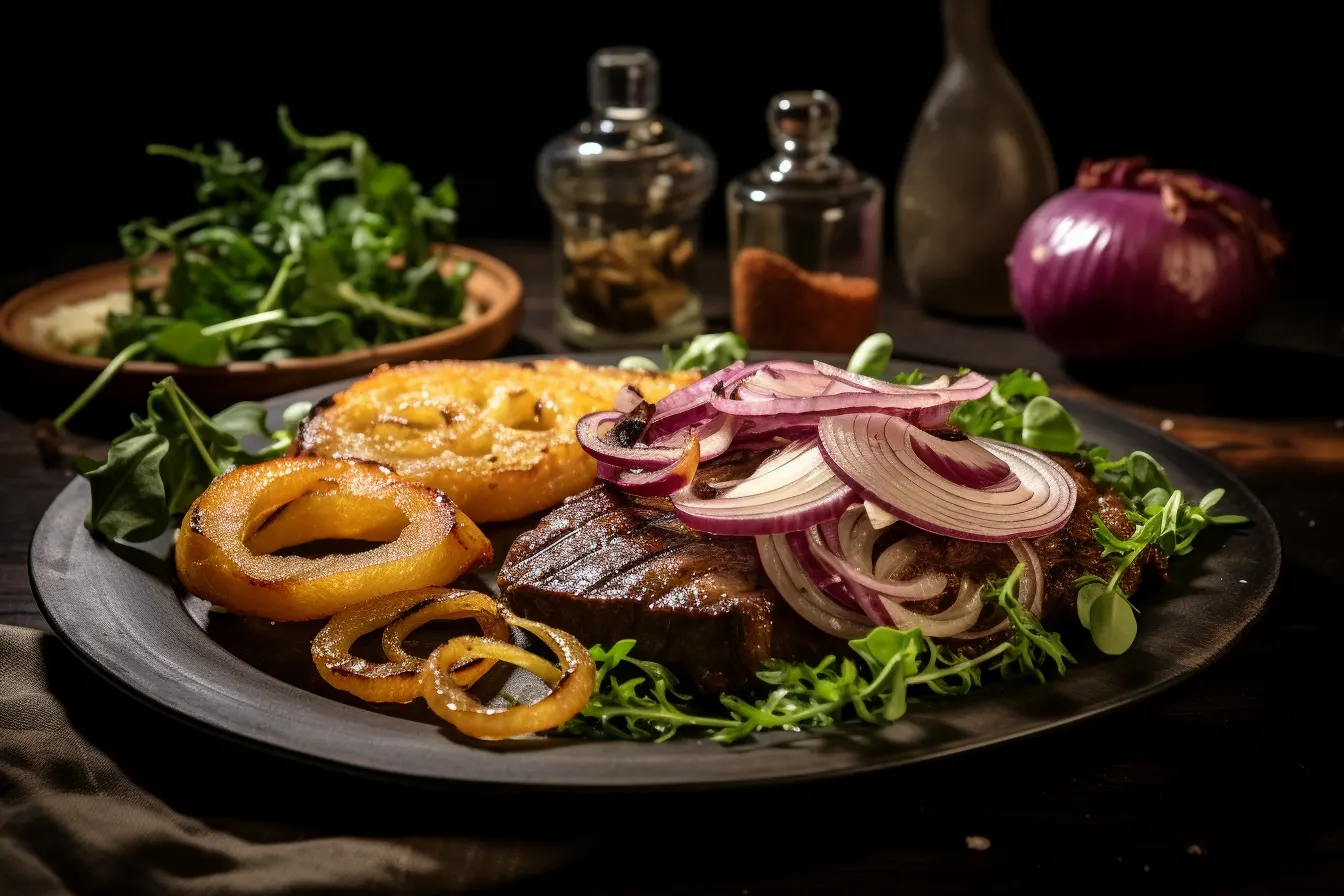 Kalbsleber mit Curryröstzwiebeln und Walnuss-Kartoffel-Plätzchen