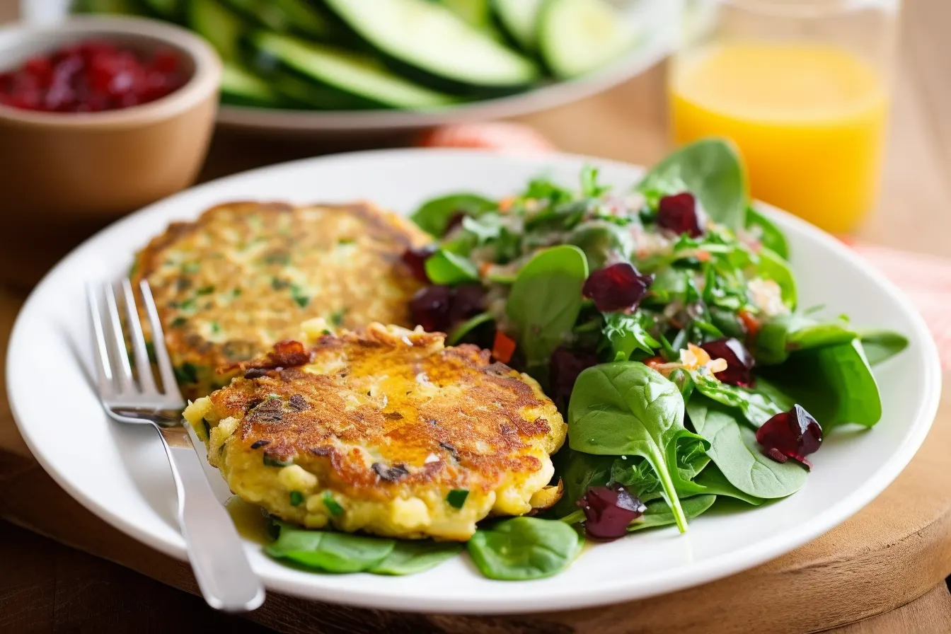 Couscous-Zucchini-Puffer mit Salat