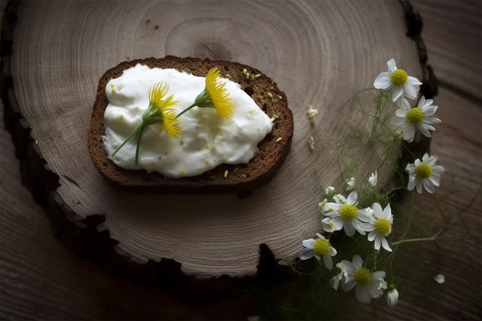 Löwenzahn-Mascarpone-Brot