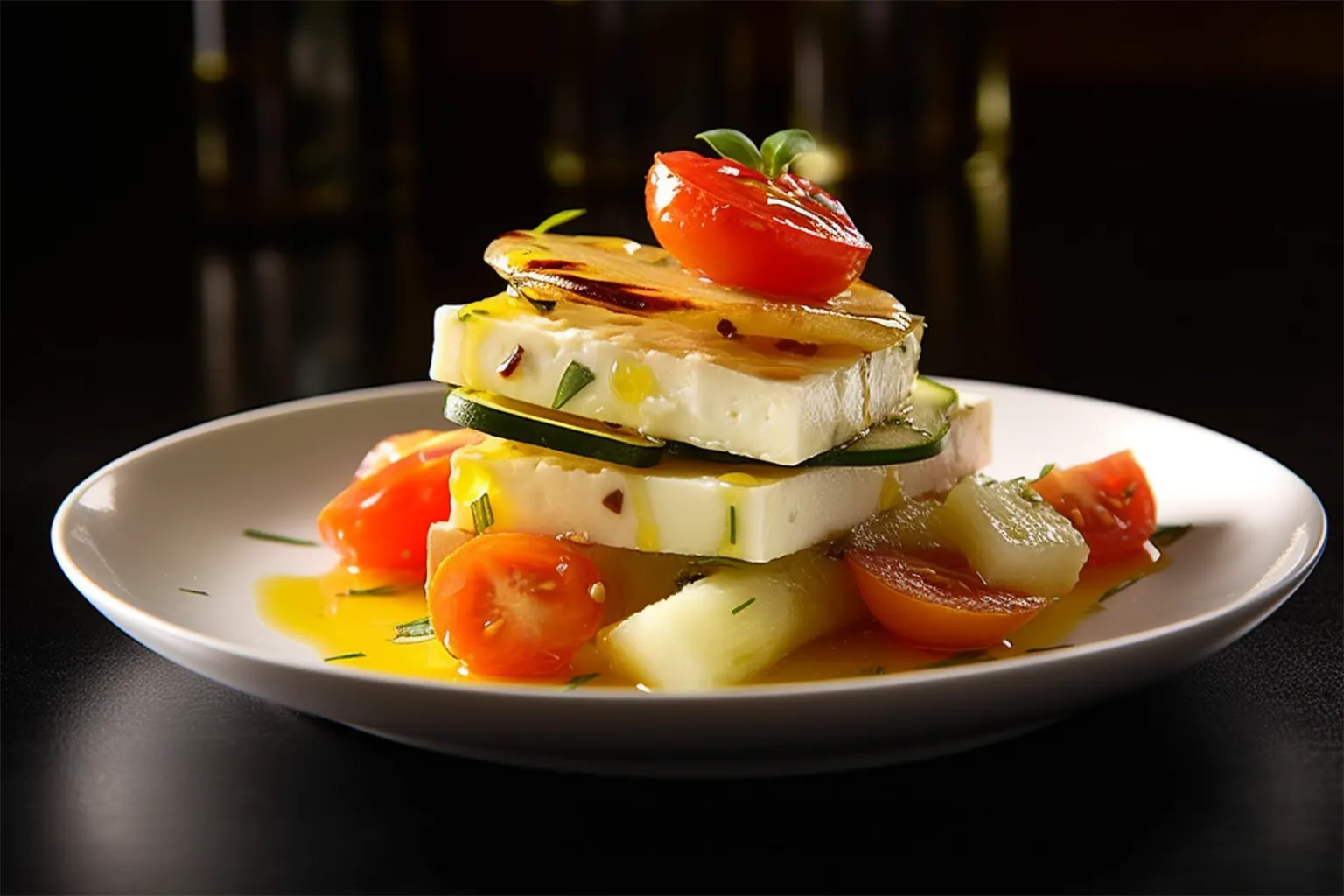 Gebackener Feta mit Orangen-Zucchini