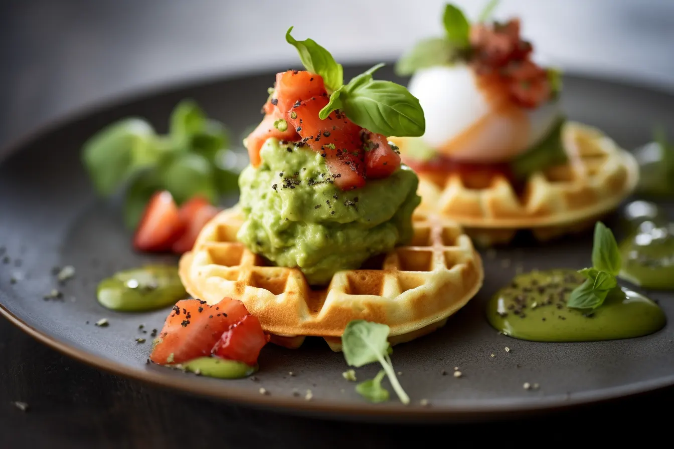 Kräuter-Reiswaffeln mit Gazpacho-Eis