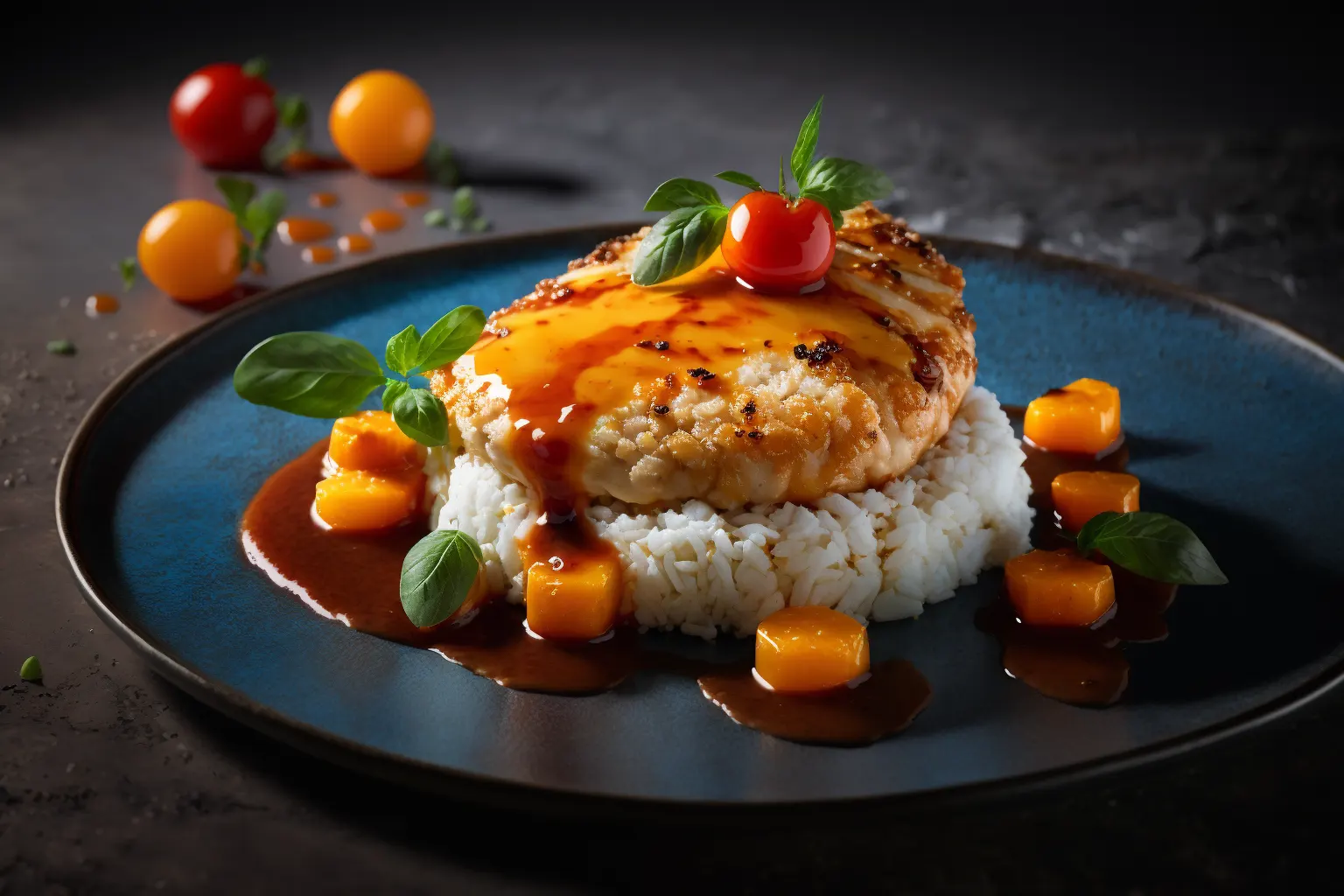 Gemandelte Hühnerbrust mit Tomaten-Aprikosen-Sugo