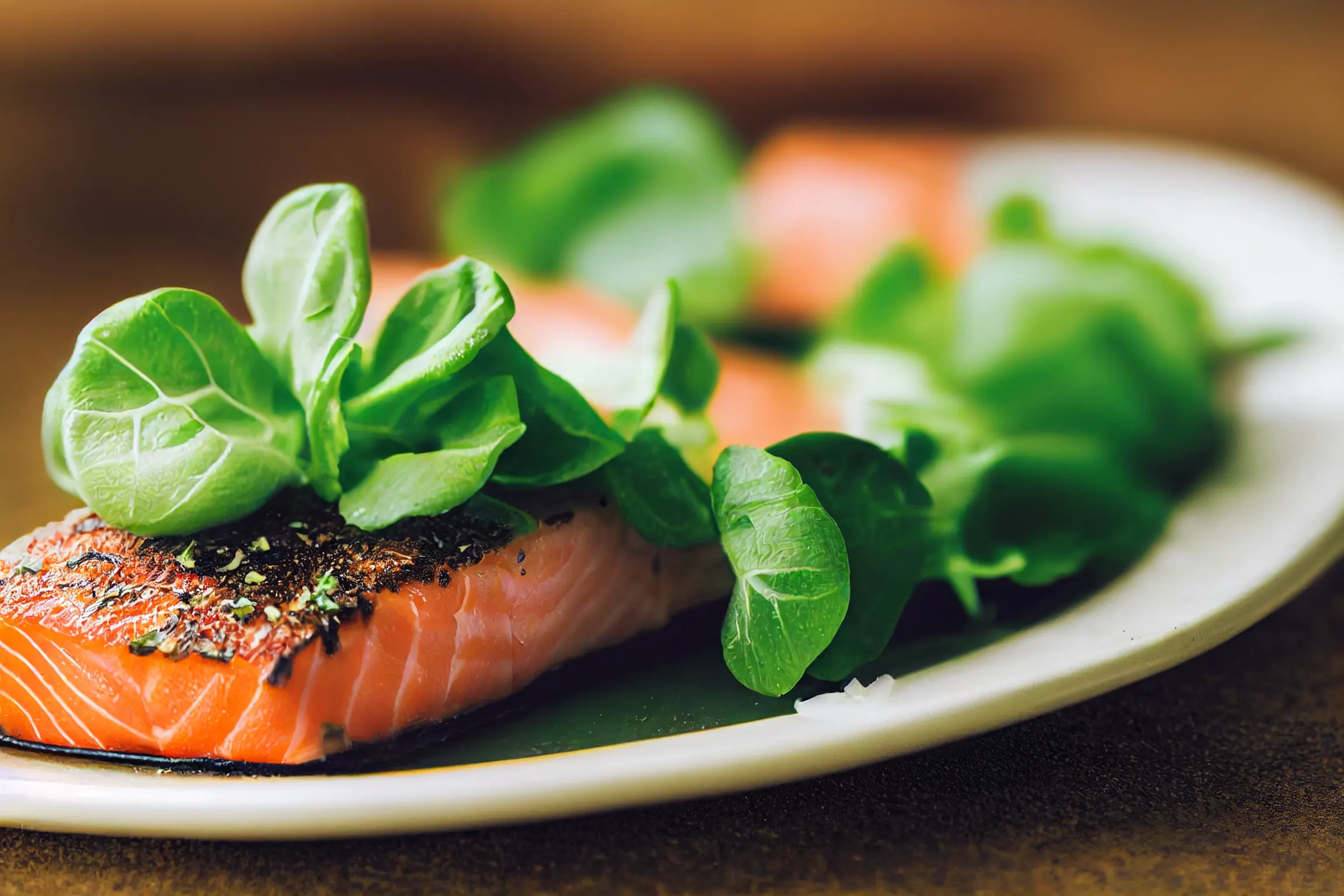 Feldsalat mit gebraten-gebeiztem Lachs