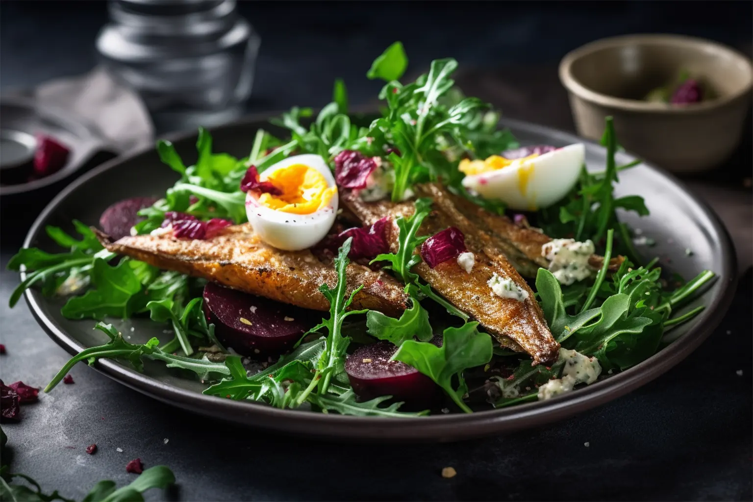 Stint mit Kartoffel-Rote-Bete-Salat