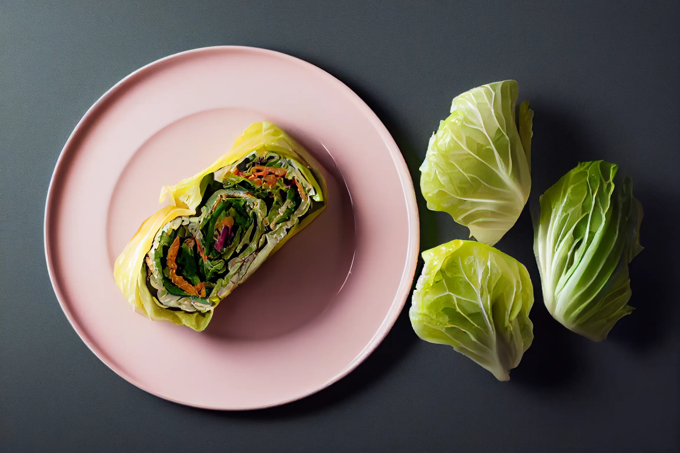 Wirsing-Fischroulade mit rosa Stampfkartoffeln